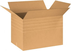 Made in USA - 20" Wide x 30" Long x 20" High Rectangle Multi-Depth Box - 1 Wall, Kraft (Color), 95 Lb Capacity - Exact Tooling
