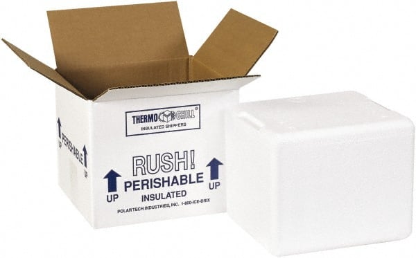 Made in USA - 5" Wide x 6" Long x 4-1/2" High Rectangle Insulated Box - 1 Wall, White - Exact Tooling