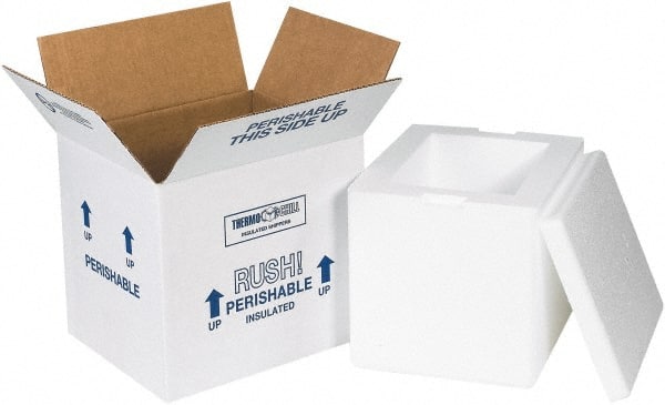 Made in USA - 6" Wide x 8" Long x 7" High Rectangle Insulated Box - 1 Wall, White - Exact Tooling