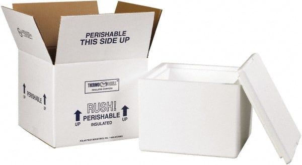 Made in USA - 9-1/2" Wide x 9-1/2" Long x 7" High Rectangle Insulated Box - 1 Wall, White - Exact Tooling