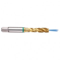 5/16-24 2B 3-Flute Cobalt Green Ring Semi-Bottoming 40 degree Spiral Flute Tap-TiN - Exact Tooling