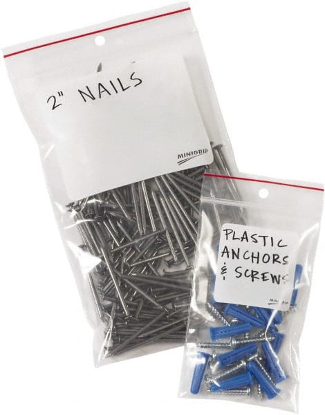 Minigrip - 9 x 12", 4 mil Minigrip White Block Reclosable Polybags - Clear - Exact Tooling