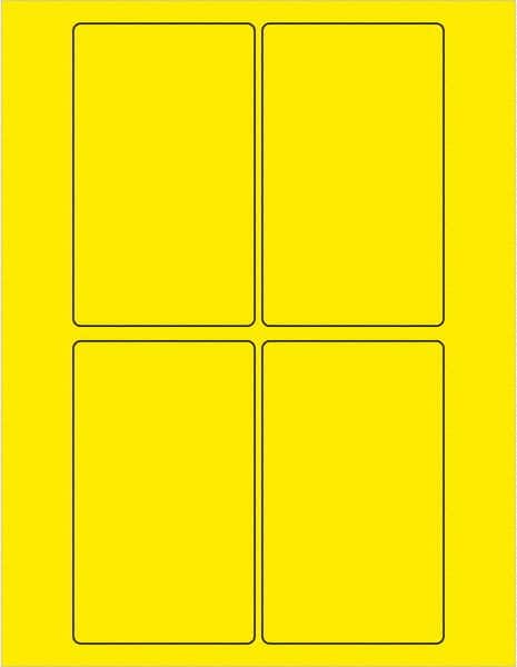 Tape Logic - 5" Long, Fluorescent Yellow Paper Laser Label - For Laser Printers - Exact Tooling