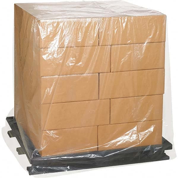 Made in USA - 44" Long x 54" Wide x 120" High Pallet Cover - Clear, Case, 50 Piece - Exact Tooling