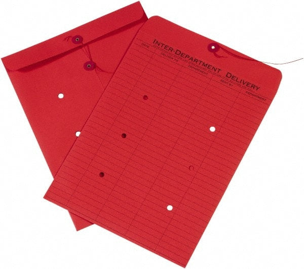 Made in USA - 13" Long x 10" Wide Draw String Inter-Department Envelope - Red - Exact Tooling