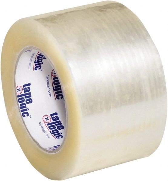 Tape Logic - 3" x 110 Yd Clear Hot Melt Adhesive Packaging Tape - Polypropylene Film Backing, 2.5 mil Thick, 36 Lb Tensile Strength - Exact Tooling
