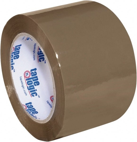Tape Logic - 3" x 110 Yd Tan Acrylic Adhesive Packaging Tape - Polypropylene Film Backing, 2 mil Thick, 20 Lb Tensile Strength - Exact Tooling