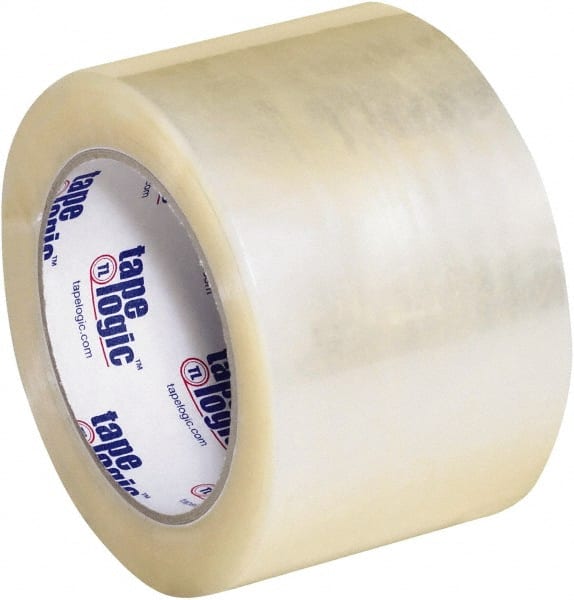 Tape Logic - 3" x 110 Yd Clear Hot Melt Adhesive Packaging Tape - Polypropylene Film Backing, 1.9 mil Thick, 22 Lb Tensile Strength - Exact Tooling