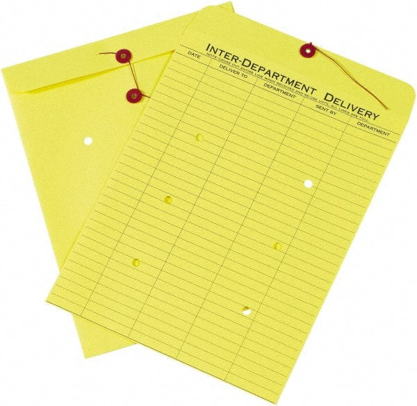 Made in USA - 13" Long x 10" Wide Draw String Inter-Department Envelope - Yellow - Exact Tooling