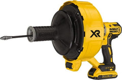 DeWALT - Battery Battery Drain Cleaning Machine - For 3" Pipe, 5/16" x 35' Cable - Exact Tooling