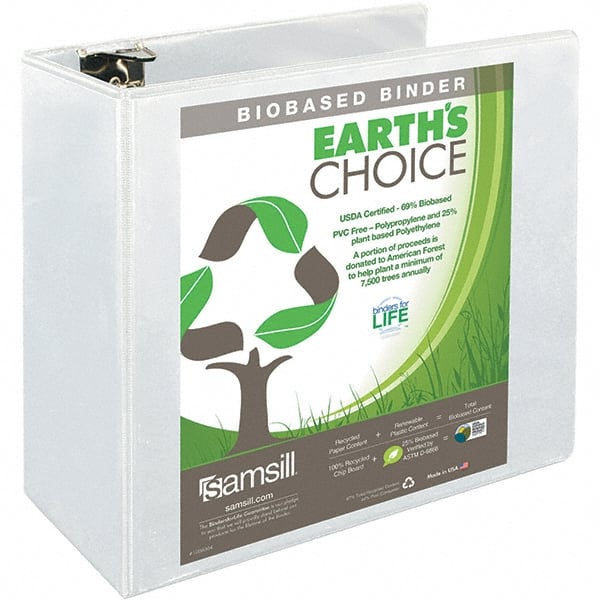 Samsill - 850 Sheet Capacity, 8-1/2 x 11", View Ring Binder - Polypropylene, White - Exact Tooling