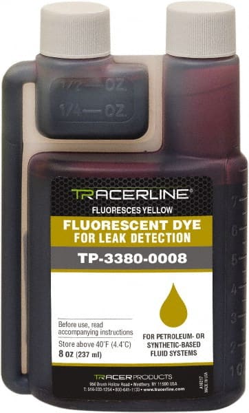 Spectroline - 8 oz Bottle Yellow Automotive Leak Detection Dye - For Engine Oil (Gasoline & Diesel), Power Steering, Automatic Transmission, Fuel (Gasoline & Diesel), Hydraulics - Exact Tooling