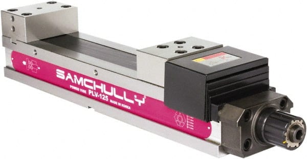Samchully - 160mm Jaw Width, 354mm Jaw Opening Capacity, Horizontal Stationary Machine Vise - Manual Operation, 1 Station, 647.5mm Long x 58.4mm Deep, 60mm Jaw Height, Alloy Steel - Exact Tooling