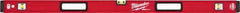 Milwaukee Tool - Magnetic 48" Long 3 Vial Box Beam Level - Aluminum, Red, 1 Level & 2 Plumb Vials - Exact Tooling