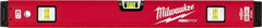 Milwaukee Tool - Magnetic 24" Long 3 Vial Box Beam Level - Aluminum, Red, 1 Level & 2 Plumb Vials - Exact Tooling