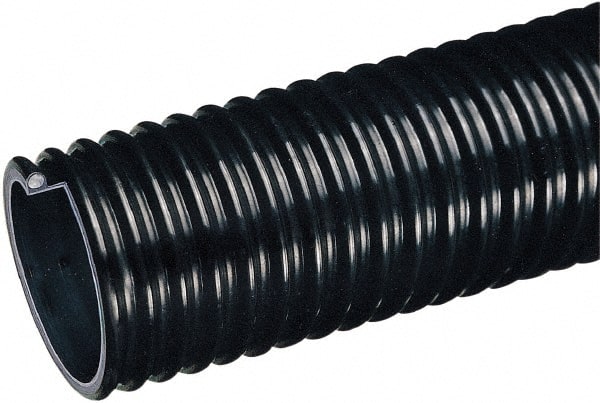 Kuriyama of America - 3-1/2" ID x 4.21" OD, 35 Max psi, Full In. Hg, Dry Material Handling & Transfer Hose - Polyurethane Liner, PVC Cover, -40 to 150°F, 5" Bend Radius, 50' Coil Length, Black - Exact Tooling