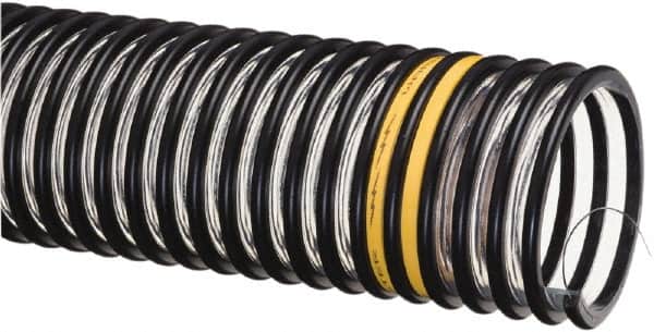 Kuriyama of America - 4" ID x 4.69" OD, 35 Max psi, 28 In. Hg, Dry Material Handling & Transfer Hose - Static Dissipative Polyurethane with Grounding Wire, -40 to 150°F, 12" Bend Radius, 100' Coil Length, Transparent - Exact Tooling