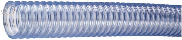 Kuriyama of America - 2" ID x 2.48" OD, 40 Max psi, 28 In. Hg, Dry Material Handling & Transfer Hose - PVC with Grounding Wire, -4 to 150°F, 4" Bend Radius, 100' Coil Length, Transparent - Exact Tooling