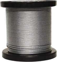 Loos & Co. - 500' Long, 1/16" x 1/16" Diam, Stainless Steel Wire Rope - 480 Lb Breaking Strength, 7 x 7 - Exact Tooling