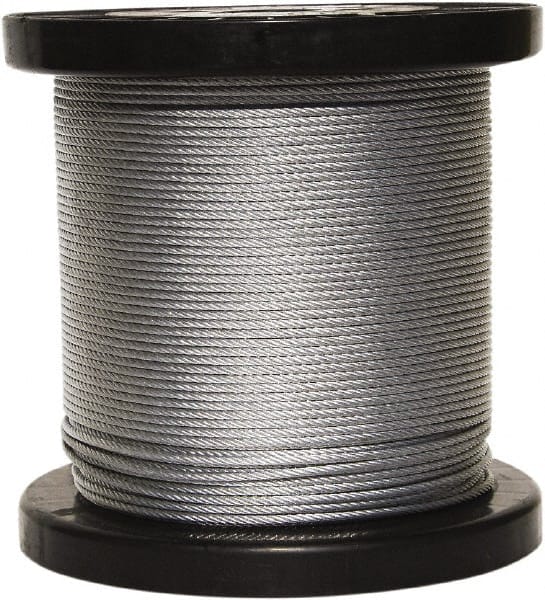 Loos & Co. - 1/4" x 3/16" Diam, Steel Wire Rope - 3,700 Lb Breaking Strength, 7 x 19, Vinyl Coating - Exact Tooling
