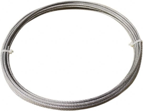 Loos & Co. - 1/4" x 3/16" Diam, Steel Wire Rope - 3,700 Lb Breaking Strength, 7 x 19, Vinyl Coating - Exact Tooling