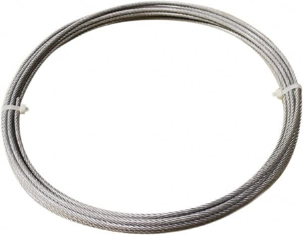 Loos & Co. - 1/8" x 3/32" Diam, Galvanized Steel Wire Rope - 920 Lb Breaking Strength, 7 x 7, Vinyl Coating - Exact Tooling