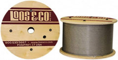 Loos & Co. - 3/32" x 1/16" Diam, Stainless Steel Wire Rope - 480 Lb Breaking Strength, 7 x 7, Vinyl Coating - Exact Tooling