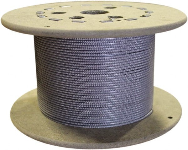 Loos & Co. - 1/4" x 3/16" Diam, Galvanized Steel Wire Rope - 4,200 Lb Breaking Strength, 7 x 19, Nylon Coating - Exact Tooling