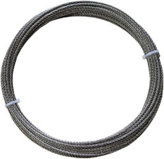 Loos & Co. - 100' Long, 1/4" x 1/4" Diam, Stainless Steel Wire Rope - 6,100 Lb Breaking Strength, 7 x 7 - Exact Tooling