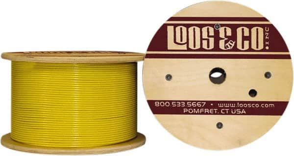 Loos & Co. - 3/16" x 1/8" Diam, Galvanized Steel Wire Rope - 2,000 Lb Breaking Strength, 7 x 19, Vinyl Coating - Exact Tooling