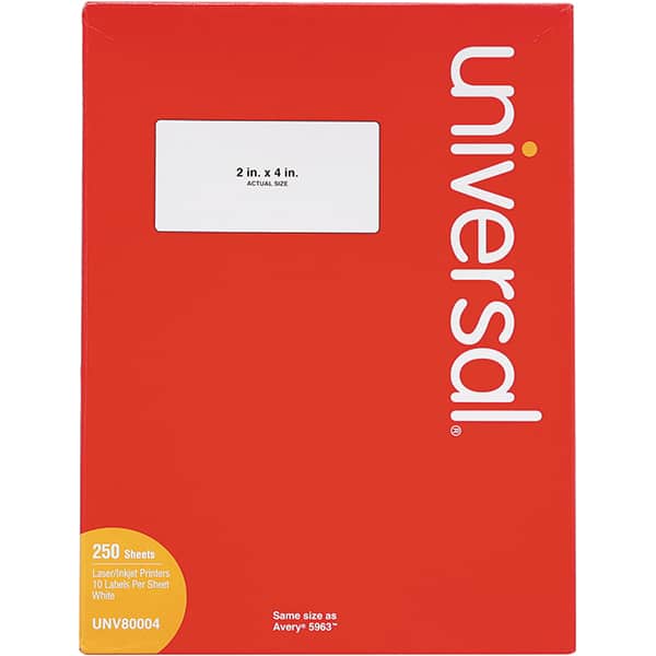 UNIVERSAL - 4" Long, White Paper Laser Label - For Inkjet Printers, Laser Printers - Exact Tooling