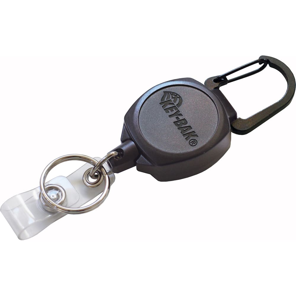 Key-Bak - Key Control; Type: Retractable Key Chain & ID Holder ; Number of Keys: 5 ; Color: Black ; Width (Inch): 3/4 - Exact Tooling