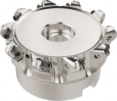 Seco - 89.6mm Cut Diam, 6mm Max Depth, 1-1/2" Arbor Hole, 12 Inserts, RNMU12.. Insert Style, Indexable Copy Face Mill - R220.28 Cutter Style, 8,800 Max RPM, 2 High, Through Coolant, Series R220.28 - Exact Tooling