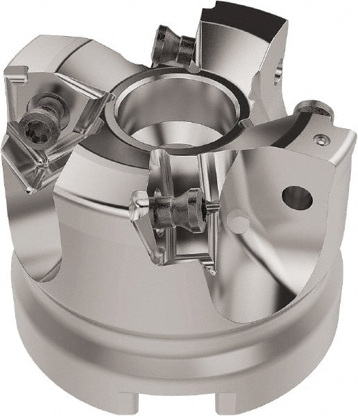 Seco - 50mm Cut Diam, 22mm Arbor Hole, 6.96mm Max Depth of Cut, 92° Indexable Chamfer & Angle Face Mill - 4 Inserts, XNEX080816 Insert, Right Hand Cut, 4 Flutes, Through Coolant, Series R220.79 - Exact Tooling