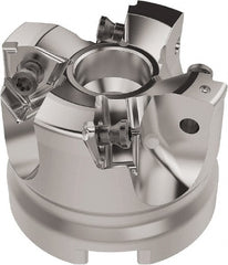 Seco - 50mm Cut Diam, 22mm Arbor Hole, 6.96mm Max Depth of Cut, 92° Indexable Chamfer & Angle Face Mill - 4 Inserts, XNEX080816 Insert, Right Hand Cut, 4 Flutes, Through Coolant, Series R220.79 - Exact Tooling