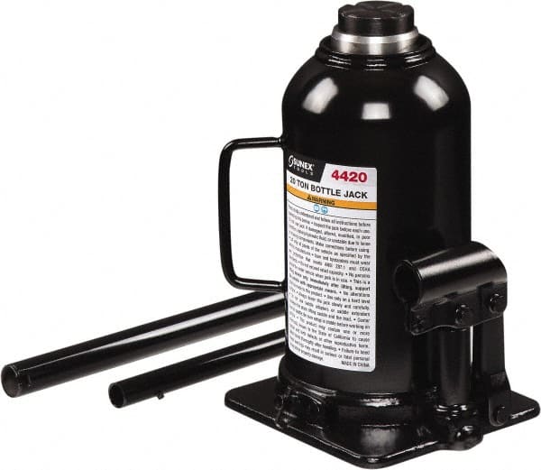 Sunex Tools - 20 Ton Capacity Bottle Jack - 9-1/2" to 17.9" High, 6.42" Long x 5.63" Wide Base - Exact Tooling