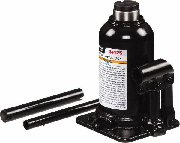 Sunex Tools - 12 Ton Capacity Bottle Jack - 7-1/2" to 14.4" High, 5.71" Long x 4.96" Wide Base - Exact Tooling