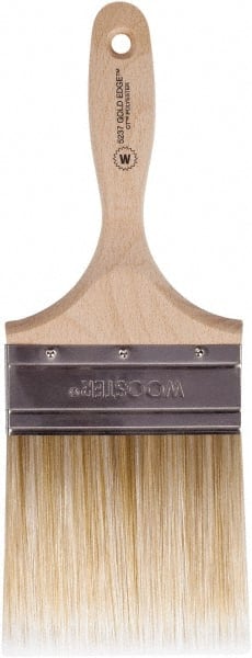 Wooster Brush - 4" Flat Polyester Wall Brush - 3-15/16" Bristle Length, 5-3/8" Wood Beavertail Handle - Exact Tooling