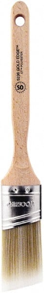 Wooster Brush - 1-1/2" Oval/Angle Polyester Angular Brush - 2-7/16" Bristle Length, 6-1/8" Wood Fluted Handle - Exact Tooling