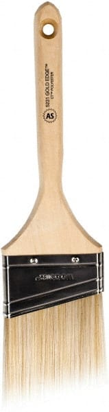 Wooster Brush - 3" Angled Polyester Angular Brush - 2-15/16" Bristle Length, 6-13/16" Wood Fluted Handle - Exact Tooling