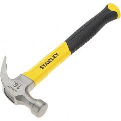 Stanley - 16 oz Head, Straight Rip Claw Hammer - 12.8" OAL, Steel Head, 1.1" Face Diam, Smooth Face, Fiberglass Handle with Grip - Exact Tooling
