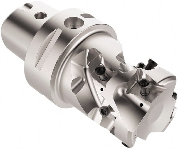 Seco - 66mm Cut Diam, 81.74mm Max Depth of Cut, 115mm OAL, Indexable Square Shoulder Helical End Mill - LOEX Inserts, C6 Modular Connection, 90° Lead Angle, Through Coolant, Series R217.94 - Exact Tooling