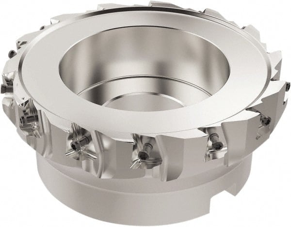 Seco - 14 Inserts, 6" Cut Diam, 2" Arbor Diam, 12mm Max Depth of Cut, Indexable Square-Shoulder Face Mill - 90° Lead Angle, 63mm High, LOEX-12 Insert Compatibility, Series Square T4-12 - Exact Tooling