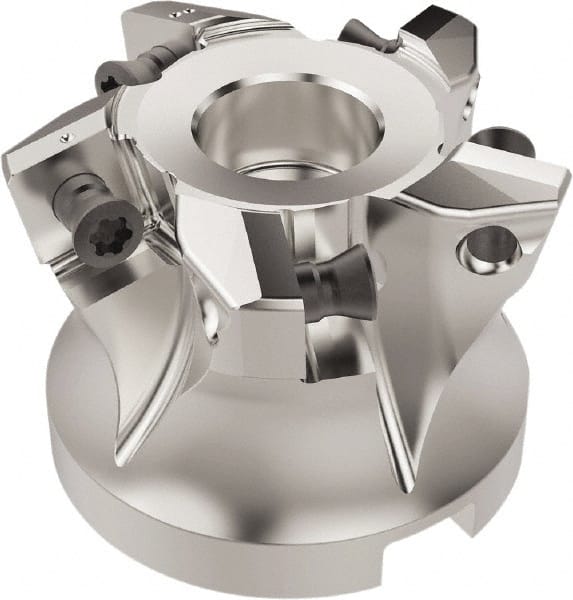 Seco - 5 Inserts, 33mm Cutter Diam, 2.2mm Max Depth of Cut, Indexable High-Feed Face Mill - 22mm Arbor Hole Diam, 10.4mm Keyway Width, 40mm High, R220.21 Toolholder, SC..12.. Inserts, Series R220.21 - Exact Tooling