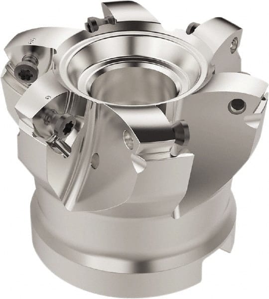 Seco - 6 Inserts, 50.9mm Cutter Diam, 1.8mm Max Depth of Cut, Indexable High-Feed Face Mill - 27mm Arbor Hole Diam, 12.4mm Keyway Width, 50mm High, R220.21 Toolholder, 218.19-160.. Inserts, Series R220.21 - Exact Tooling