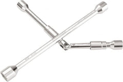 OEM Tools - 14" Long Cross Shaped Lug Nut Wrench Tire Iron - Folding, 11/16, 3/4, 13/16, 7/8" Hex, 17, 19, 21, 22mm - Exact Tooling