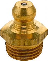 Umeta - Straight Head Angle, M12x1.50 Metric Brass Standard Grease Fitting - 14mm Hex, 17.5mm Overall Height, 6.5mm Shank Length - Exact Tooling