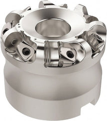 Seco - 37.33mm Cut Diam, 6mm Max Depth, 27mm Arbor Hole, 7 Inserts, RN.. 1207 Insert Style, Indexable Copy Face Mill - R220.26 Cutter Style, 10,600 Max RPM, 50mm High, Through Coolant, Series R220.26 - Exact Tooling