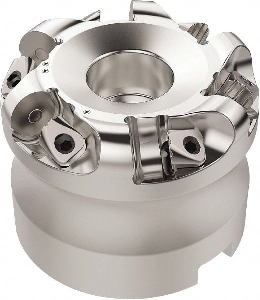 Seco - 50.32mm Cut Diam, 6mm Max Depth, 27mm Arbor Hole, 6 Inserts, RN.. 1207 Insert Style, Indexable Copy Face Mill - R220.26 Cutter Style, 10,600 Max RPM, 50mm High, Through Coolant, Series R220.26 - Exact Tooling