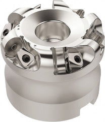 Seco - 50.32mm Cut Diam, 6mm Max Depth, 27mm Arbor Hole, 6 Inserts, RN.. 1207 Insert Style, Indexable Copy Face Mill - R220.26 Cutter Style, 10,600 Max RPM, 50mm High, Through Coolant, Series R220.26 - Exact Tooling